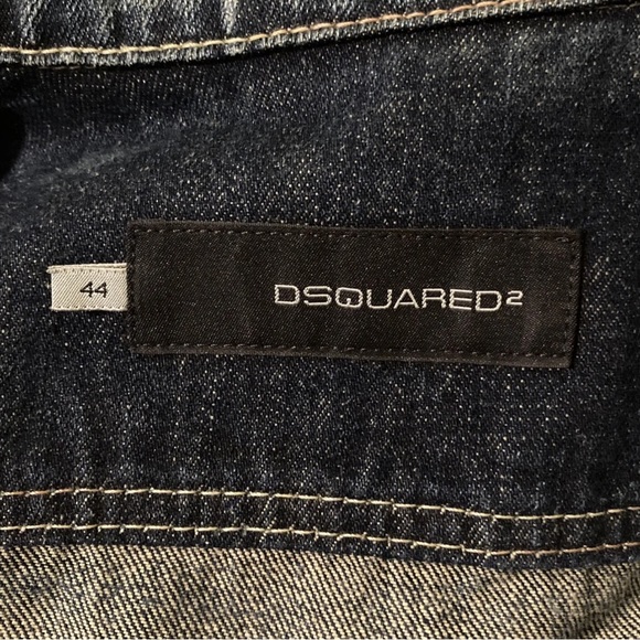 NWOT Dsquared2 Women Dark Blue
Denim Cropped Distressed Jean
Jacket sz 44 (US 8) - Picture 13 of 16